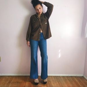 Vintage Brown Corduroy Button Up Tee